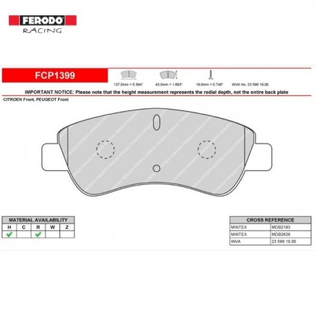 FERODO RACING- Pastiglie freno FCP1399H