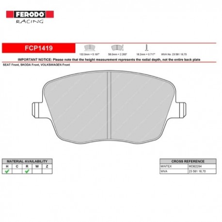 FERODO RACING- Pastiglie freno FCP1419H