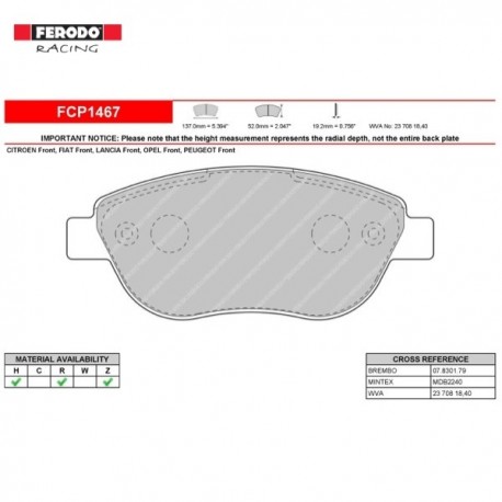 FERODO RACING- Brake pads FCP1467R