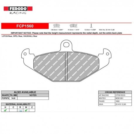 FERODO RACING- Pastiglie freno FCP1560R