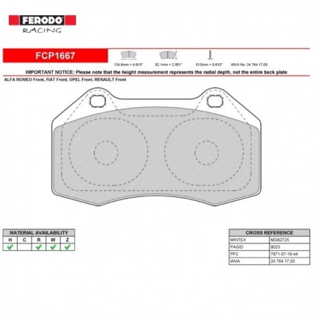 FERODO RACING- Pastiglie freno FCP1667W