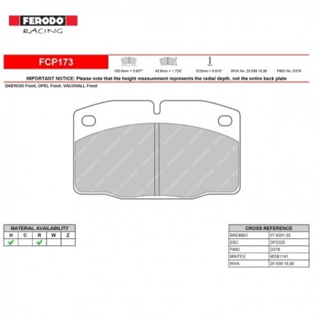 FERODO RACING BRAKE PADS FCP173R