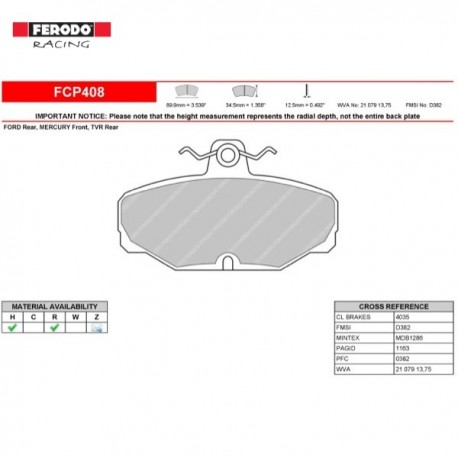 FERODO RACING Brake pads FCP408R FERODO RACING Brake pads FCP408R