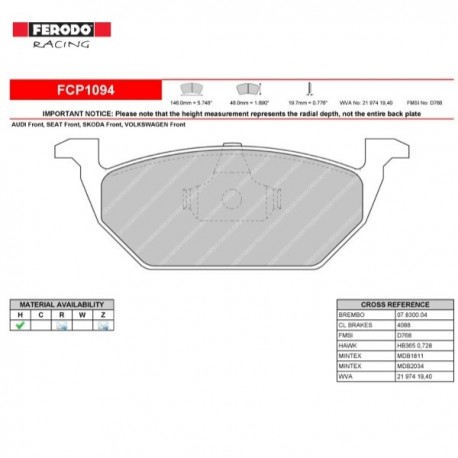 FERODO RACING- Pastiglie freno FCP1094H