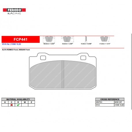 FERODO RACING Brake pads FCP441R FERODO RACING Brake pads FCP441R