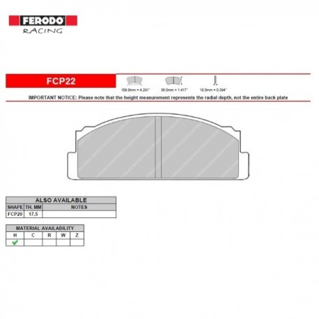 FERODO RACING- Pastiglie freno FCP22H FERODO RACING- Pastiglie freno FCP22H