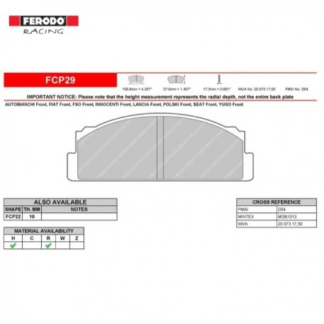 FERODO RACING- Pastiglie freno FCP29R