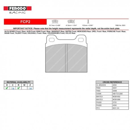 FERODO RACING- Brake pads FCP2H