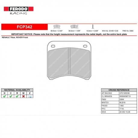 FERODO RACING Pastiglie freno FCP342C