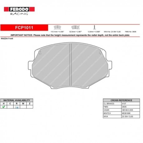 FERODO RACING- Pastiglie freno FCP1011H