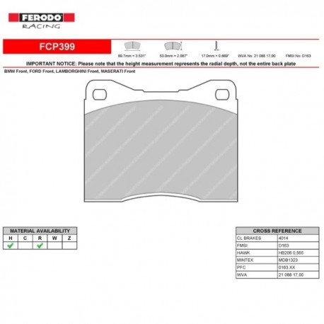 FERODO RACING Pastiglie freno FCP399H