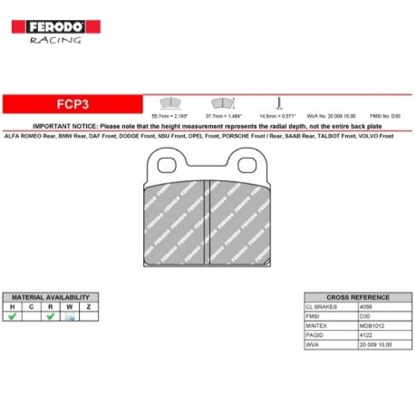 FERODO RACING- Pastiglie freno FCP3W