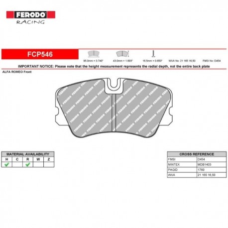 FERODO RACING- Pastiglie freno FCP546R