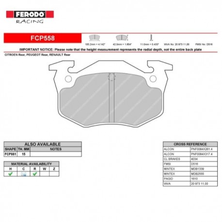 FERODO RACING- Pastiglie freno FCP558R