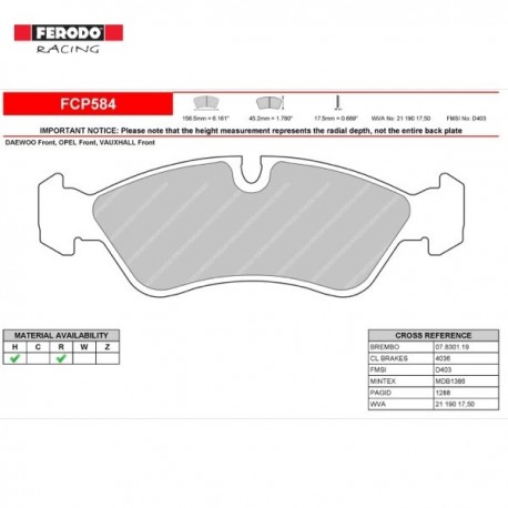 FERODO RACING- Pastiglie freno FCP584H