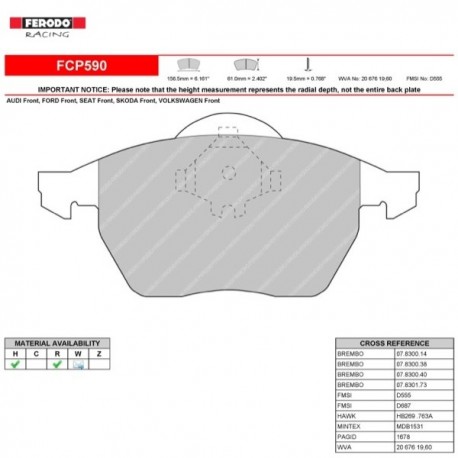 FERODO RACING- Pastiglie freno FCP590W FERODO RACING- Pastiglie freno FCP590W