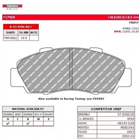 FERODO RACING- Pastiglie freno FCP905R