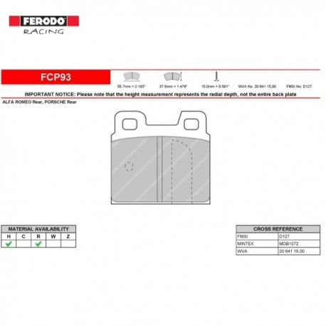 FERODO RACING- Brake pads FCP93H