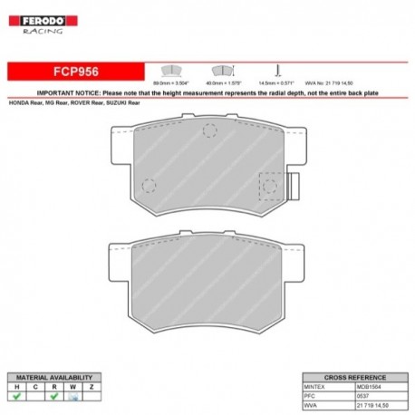 FERODO RACING- Pastiglie freno FCP956H FERODO RACING- Pastiglie freno FCP956H