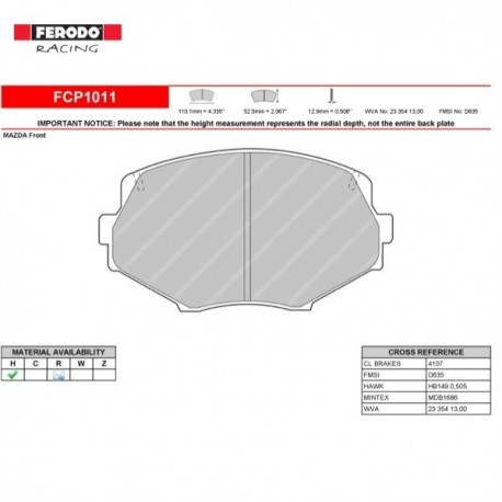 FERODO RACING Brake pads FCP1011R