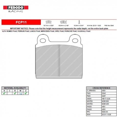 FERODO RACING- Pastiglie freno FCP11R