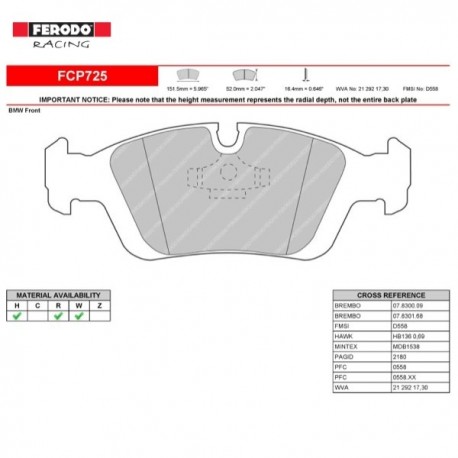 FERODO RACING- Pastiglie freno FCP725W