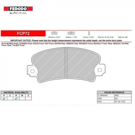 FERODO RACING- Pastiglie freno FCP72H