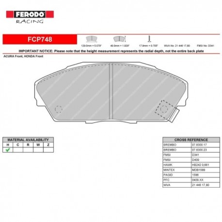 FERODO RACING- Pastiglie freno FCP748H