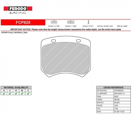 FERODO RACING- Pastiglie freno FCP825C