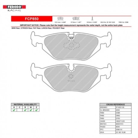 FERODO RACING- Brake pads FCP850H