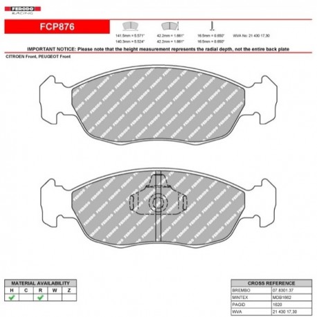 FERODO RACING- Pastiglie freno FCP876H