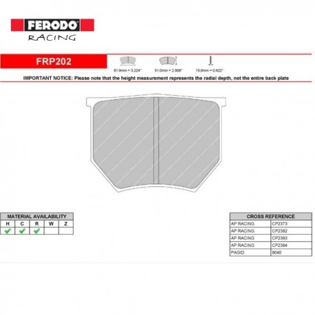 FERODO RACING Brake pads FRP202H