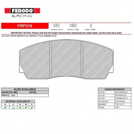 FERODO RACING-Brake pads FRP216W