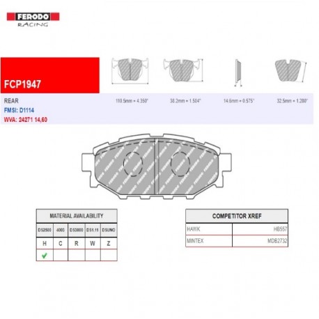 FERODO RACING- Brake pads FCP1947H