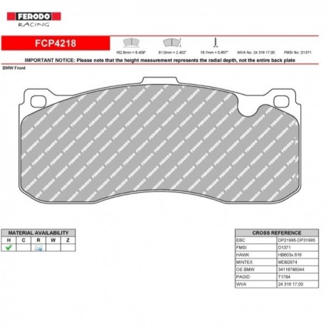 FERODO RACING- Pastiglie freno FCP4218Z FERODO RACING- Pastiglie freno FCP4218Z