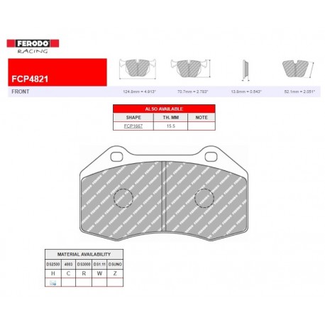 FERODO RACING- Brake pads FCP4821H FERODO RACING- Brake pads FCP4821H
