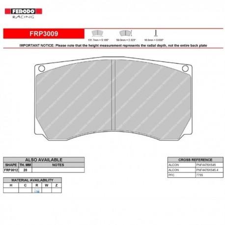 FERODO RACING-Pastiglie freno FRP3009R