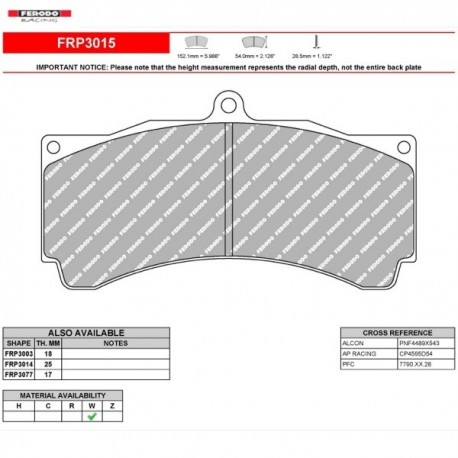 FERODO RACING-Pastiglie freno FRP3015W