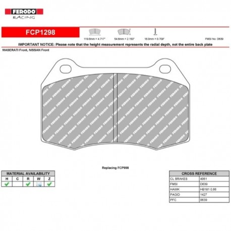 FERODO RACING- Pastiglie freno FCP1298R