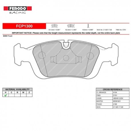 FERODO RACING- Pastiglie freno FCP1300H