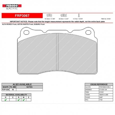 FERODO RACING-Pastiglie freno FRP3067H