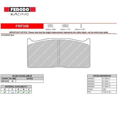 FERODO RACING-Pastiglie freno FRP308H