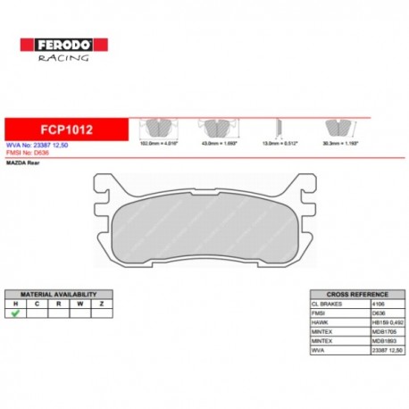 FERODO RACING Brake pads FCP1012H