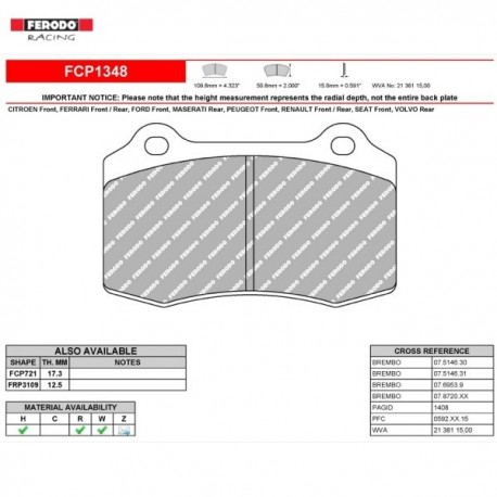 FERODO RACING- Pastiglie freno FCP1348H