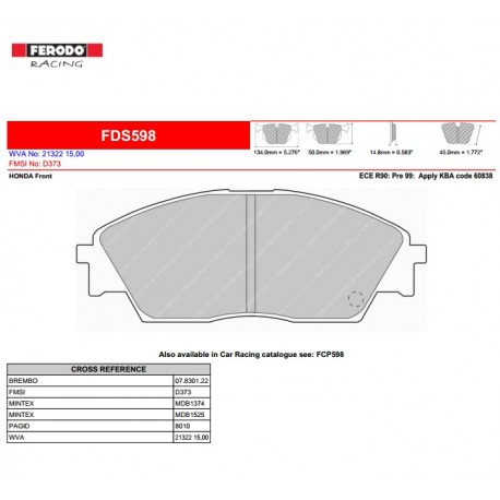 FERODO DS PERFORMANCE-Pastiglie freno FDS598