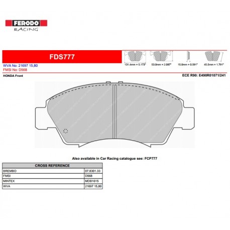 FERODO DS PERFORMANCE-Pastiglie freno FDS777